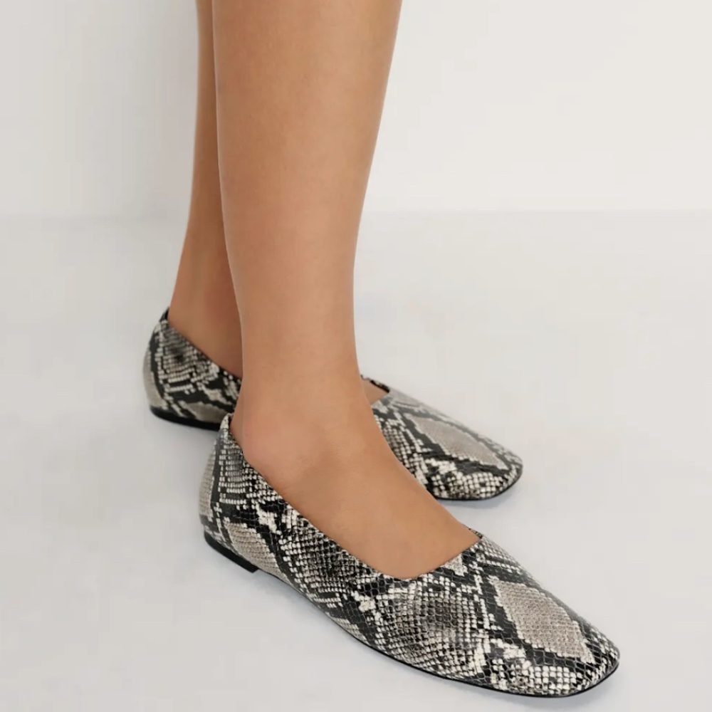 Reformation Inez Snakeskin Square Toe Ballet Flat — image 4 of 8